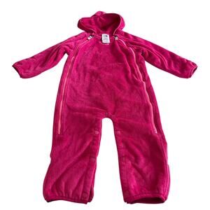 The North Face Girls  Pink Polarfleece Sherpa Bunting Hooded Snowsuit 12-18 m